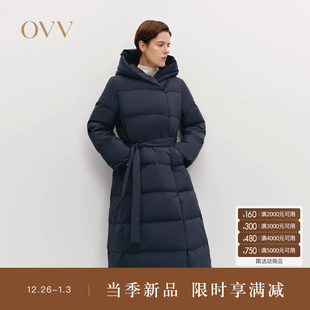 羽绒服 大横格绗线保暖蓬松连帽长款 OVV秋冬热卖 女装