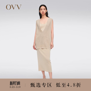 连衣裙加V领背心两件套 简约无袖 OVV春夏热卖 女装