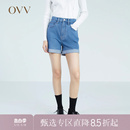 OVV春夏热卖 翻边牛仔短裤 意大利进口面料高腰修身 女装