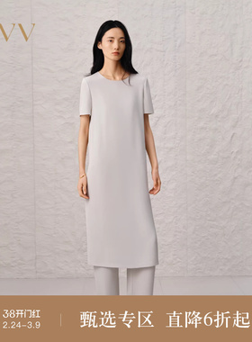 【重磅真丝】OVV2025春夏新款女装30MM弹力重绉短袖连衣裙