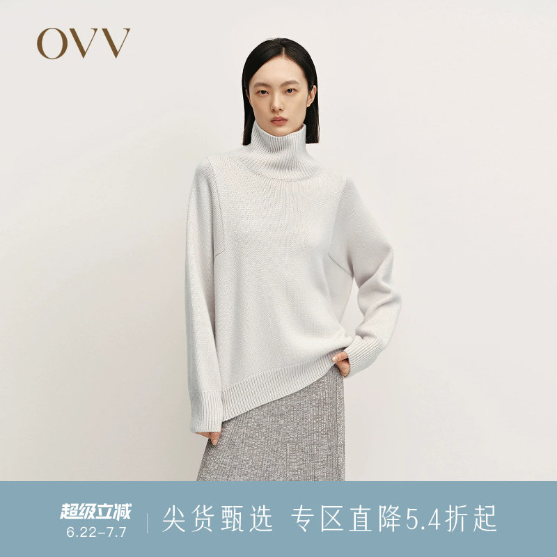 OVV秋冬热卖女装高领保暖舒适粗针阔版长袖休闲羊绒衫