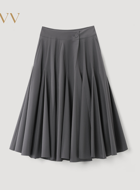 OVV2026春夏新款女装易打理简约优雅大裙摆百褶半身裙