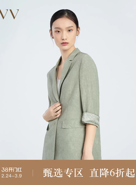 OVV春夏热卖女装两粒扣七分袖压花简洁休闲通勤正式西服外套