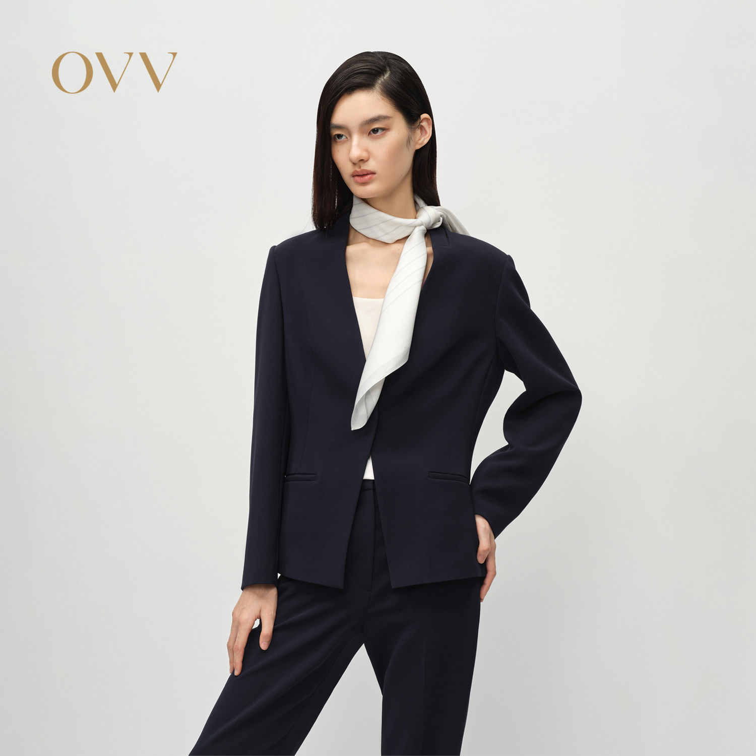 OVV春夏热卖女装淡人日本进口三醋酸面料简约利落西服外套