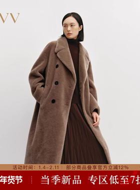 OVV秋冬热卖女装经典平驳领复古双排扣保暖羊毛大衣