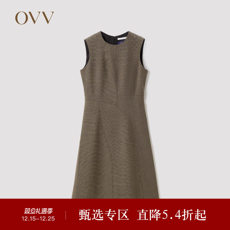 OVV2022秋冬新款女装无袖连衣裙