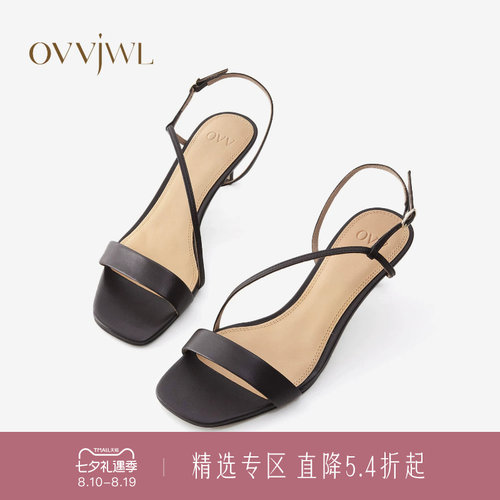OVV小羊皮细高跟一字带凉鞋