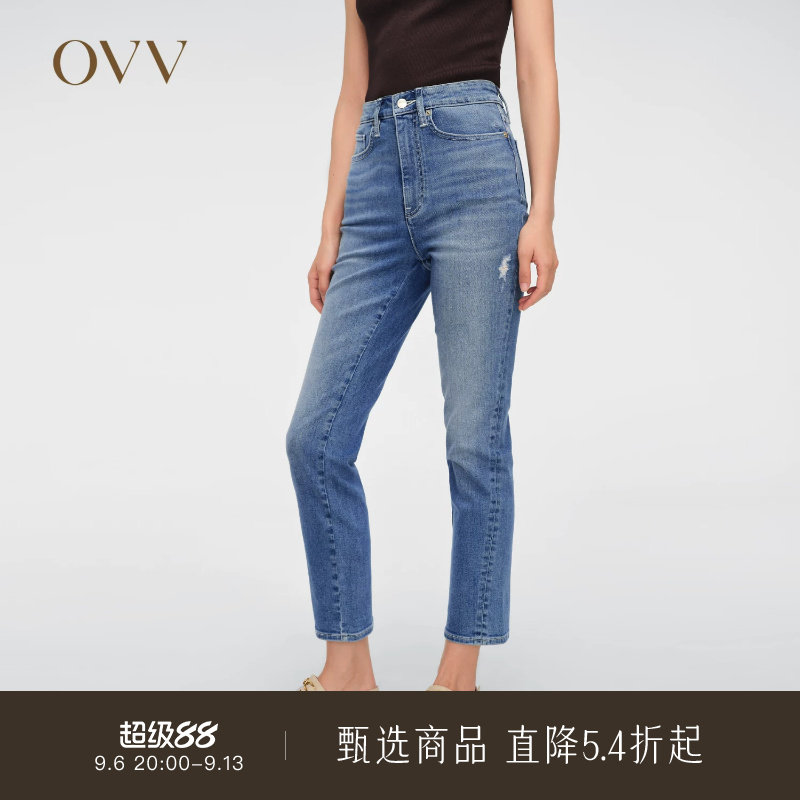 春夏铅笔裤OVV休闲牛仔裤图片