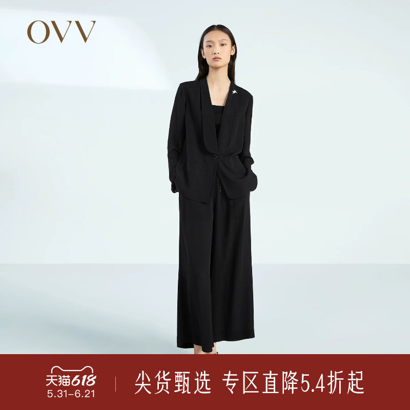 【重磅真丝】OVV春夏热卖女装飘逸23MM鬼绉简约西服外套