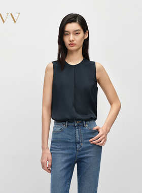 【重磅真丝】OVV2025春夏新款女装淡人22MM双乔缎简约无袖背心