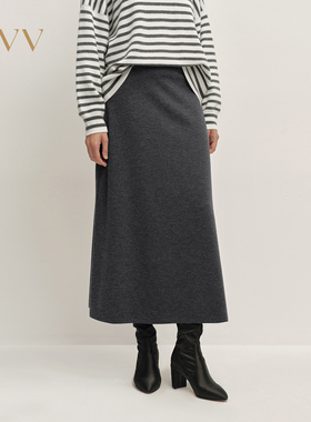 OVV2025秋冬新款女装经典优雅A字舒适羊毛简约多色半身裙