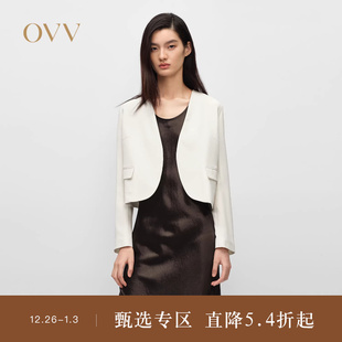 女装 OVV2025春夏新款 淡人22MM弹力双绉短夹克 重磅真丝