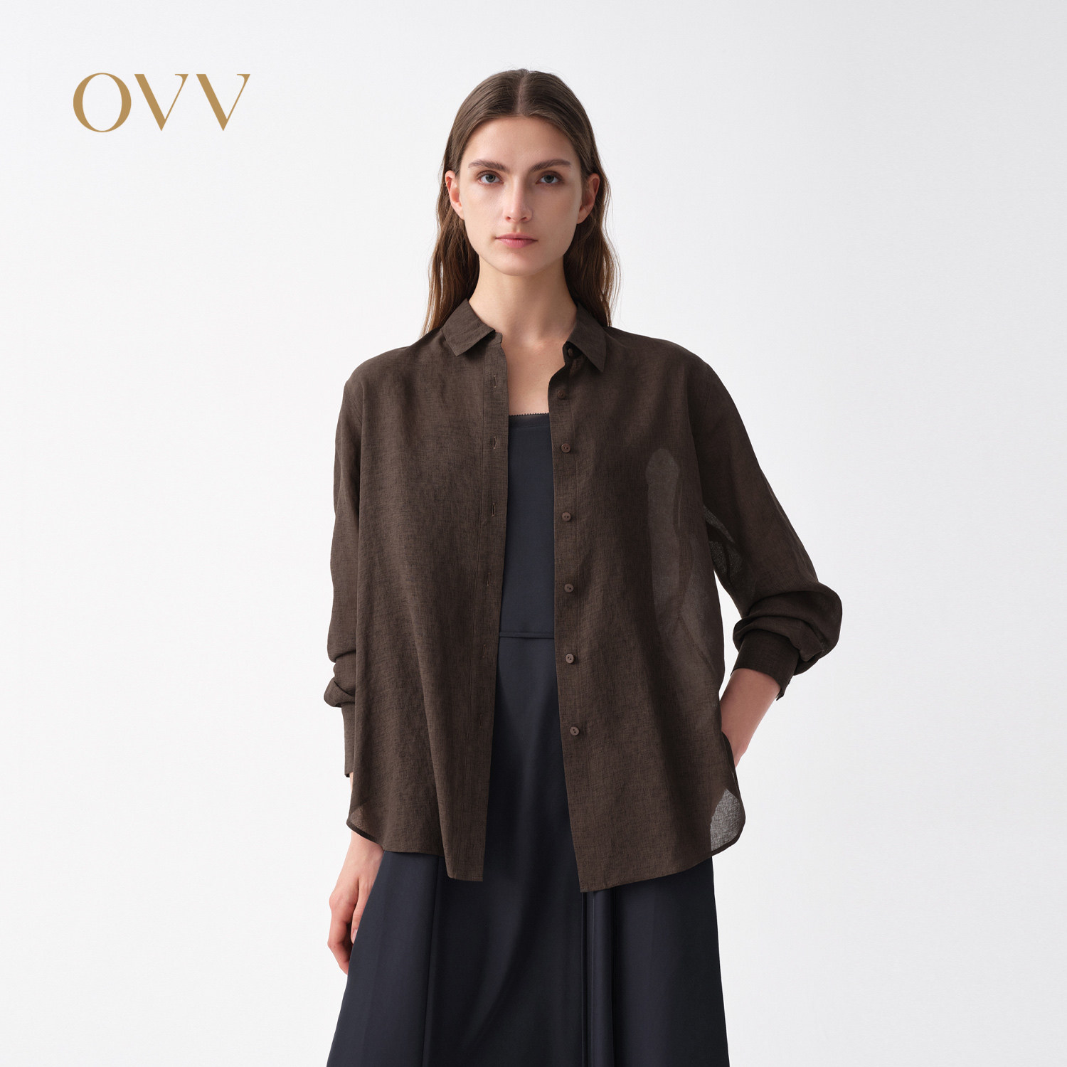 OVV2026春夏新款女装简约优雅轻盈飘逸长袖休闲衬衫