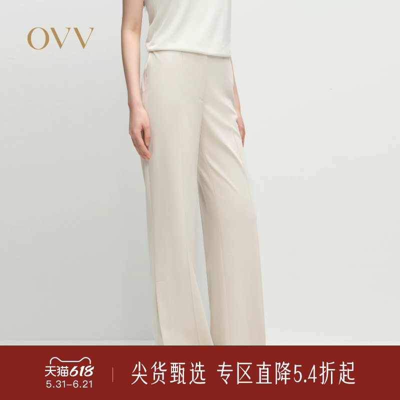 【高级运动系列】OVV春夏新款女装淡人棉质开衩休闲裤