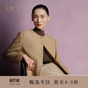 女装 OVV秋冬热卖 金属丝羊毛混纺夹克外套 粗花呢夹克