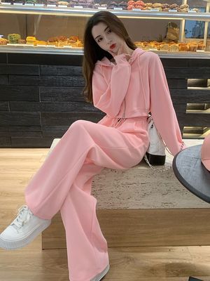 高级感时尚休闲运动卫衣套装女秋冬季新款小个子外套阔腿裤两件套
