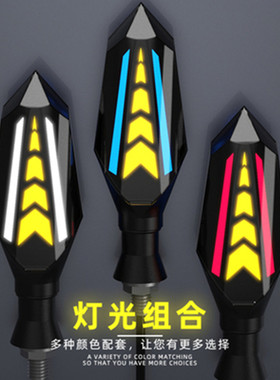摩托车改装配件led双面流水转向灯地平线电动车12V转弯方向灯总成