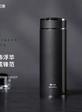 万象（WANXIANG）保温杯H87L驼灰色商务办公泡茶杯500ML316内胆办