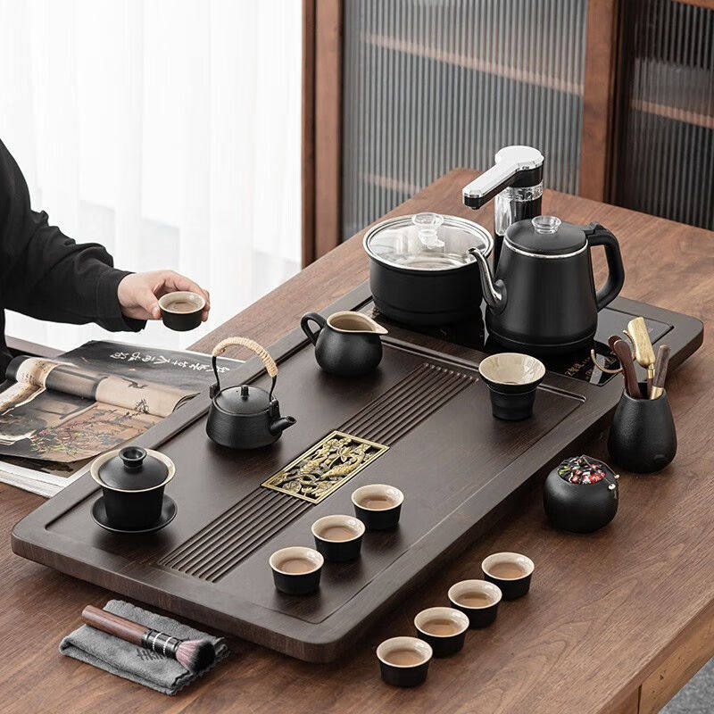 博为黑陶茶具套装家用整套茶具功夫茶壶茶杯茶盘客厅茶具全自动烧
