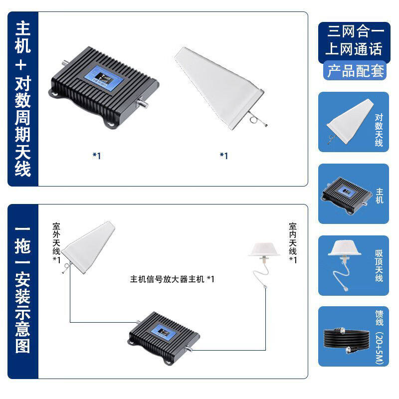 手机信号放大增强器山区牧区家用移动电信联通4G5G三网合一【对数