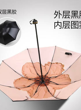 纳宝芭蕉叶雨伞折叠双层超强防晒防紫外线太阳伞晴雨伞两用黑胶遮
