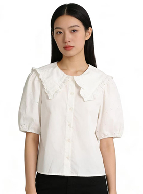 SP系列-显瘦百搭白色蕾丝花边衬衫甜美风泡泡袖 P144/P314