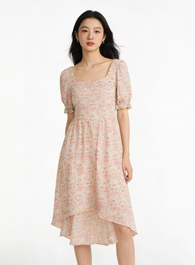 SP系列-温柔显瘦款碎花连衣裙简约百搭时尚P75/P176