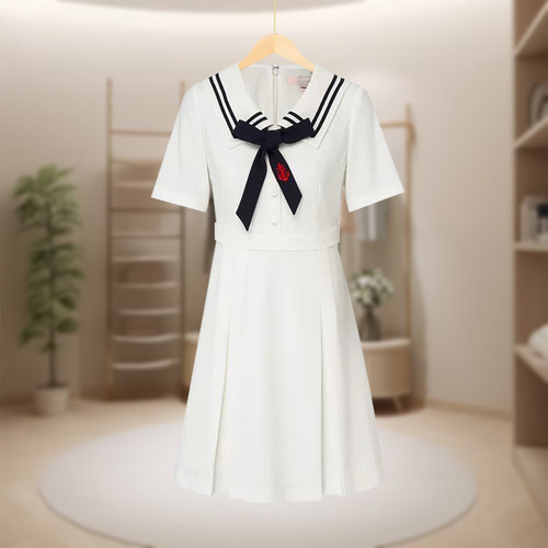 【恋】女装连衣裙简约宽松收腰日常休闲高弹舒适学院风E574