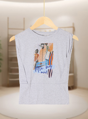 【MB】时尚印花T恤衫无袖图案休闲背心打底MB1636