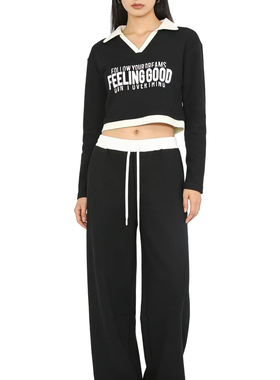 【D玛纳】时尚套装休闲长袖长裤字母翻领DMA1240/DMA1337