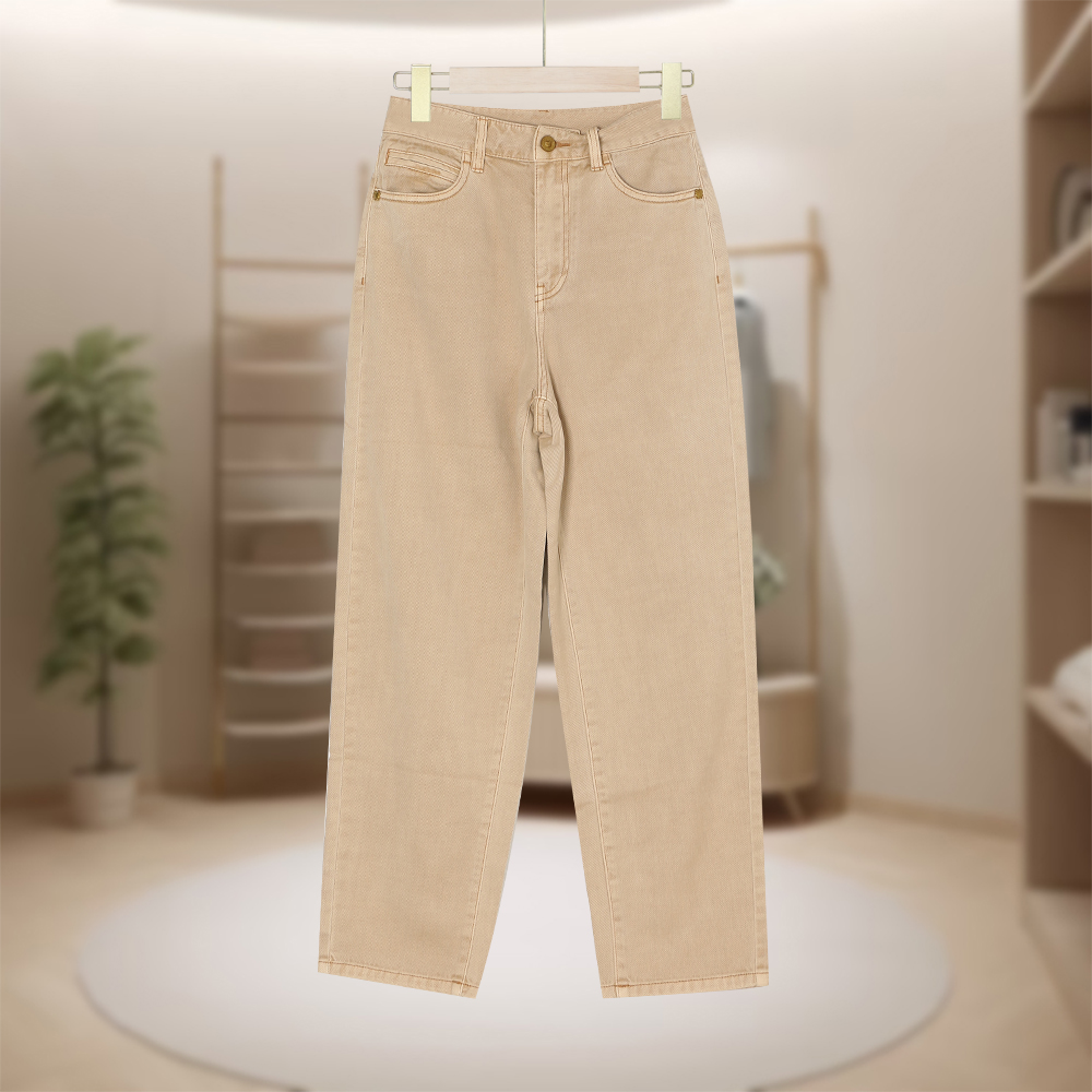 【鸟】斯文锥形牛仔裤复古简约直筒高腰长裤休闲裤TP24