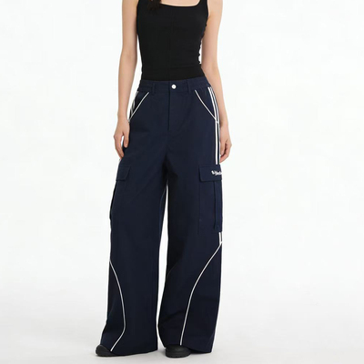 墨系列-织带装饰长裤极简直筒阔腿裤WM9