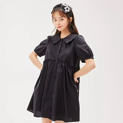 SP系列-法式甜美黑色娃娃领连衣裙P229