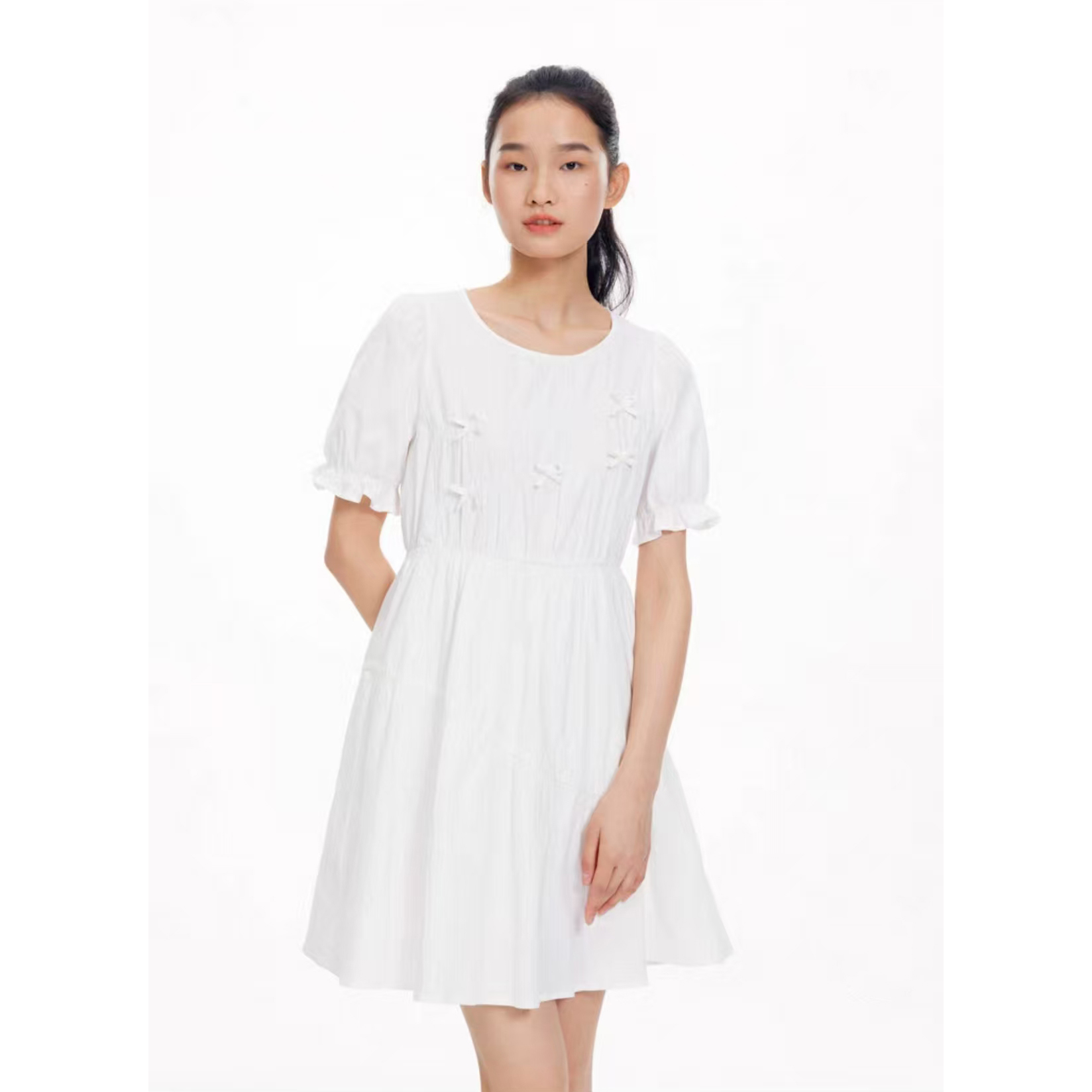 【恋】时尚小众立体花短袖连衣裙甜美E61-EEOWC25N4M0