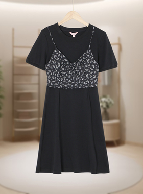 【恋】连衣裙两件套碎花气质日常休闲时尚宽松遮肉显瘦舒适E338