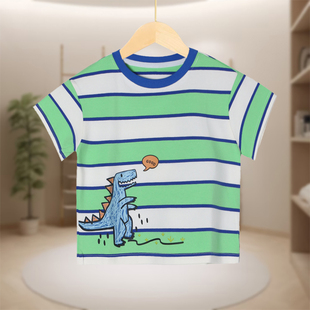 【MINI马】蓝绿条纹美式T恤F15-783220333