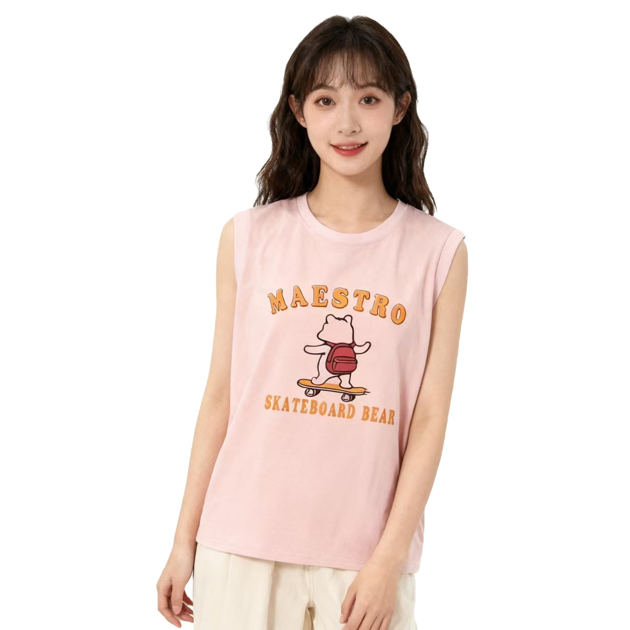 【D玛纳】女士T恤常规印花休闲背心无袖圆领DMA1049/DMA1354