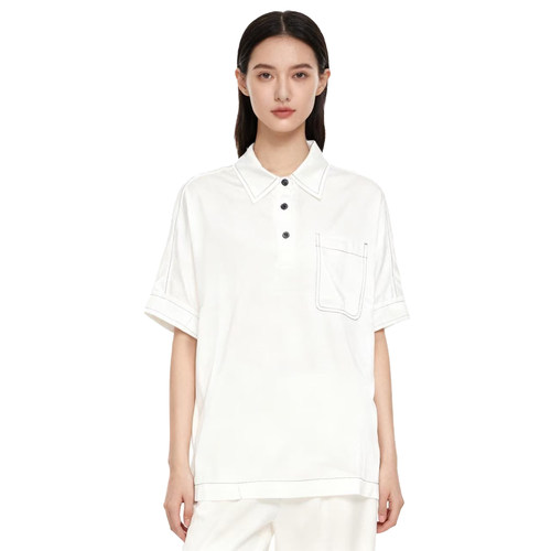 【D玛纳】衬衫常规休闲宽松型纯色短袖女款DMA1069