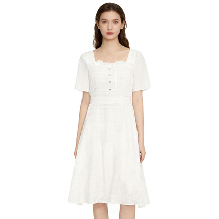 【恋】淑女上衣连衣裙女士短袖日常白色女装法式YL1091