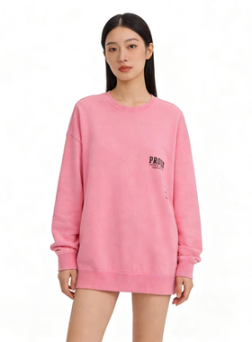 SP系列-时尚百搭潮流粉色宽松卫衣字母长袖P178
