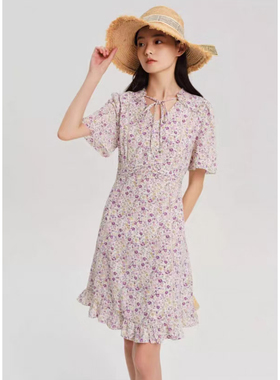 【恋】碎花小香风花边印花连衣裙E68-EEOWC37N6B0