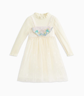 【马】儿童针织拼接网纱刺绣连衣裙舒适气质简约MA185