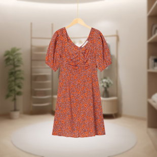 显瘦小香风时尚 气质修身 V领碎花连衣裙JJ1325