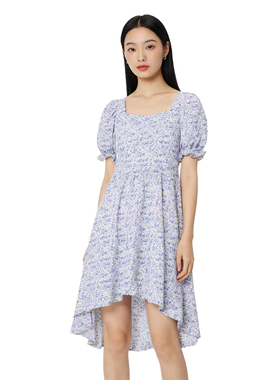 SP系列-碎花方领泡泡法式气质连衣裙P39/P264