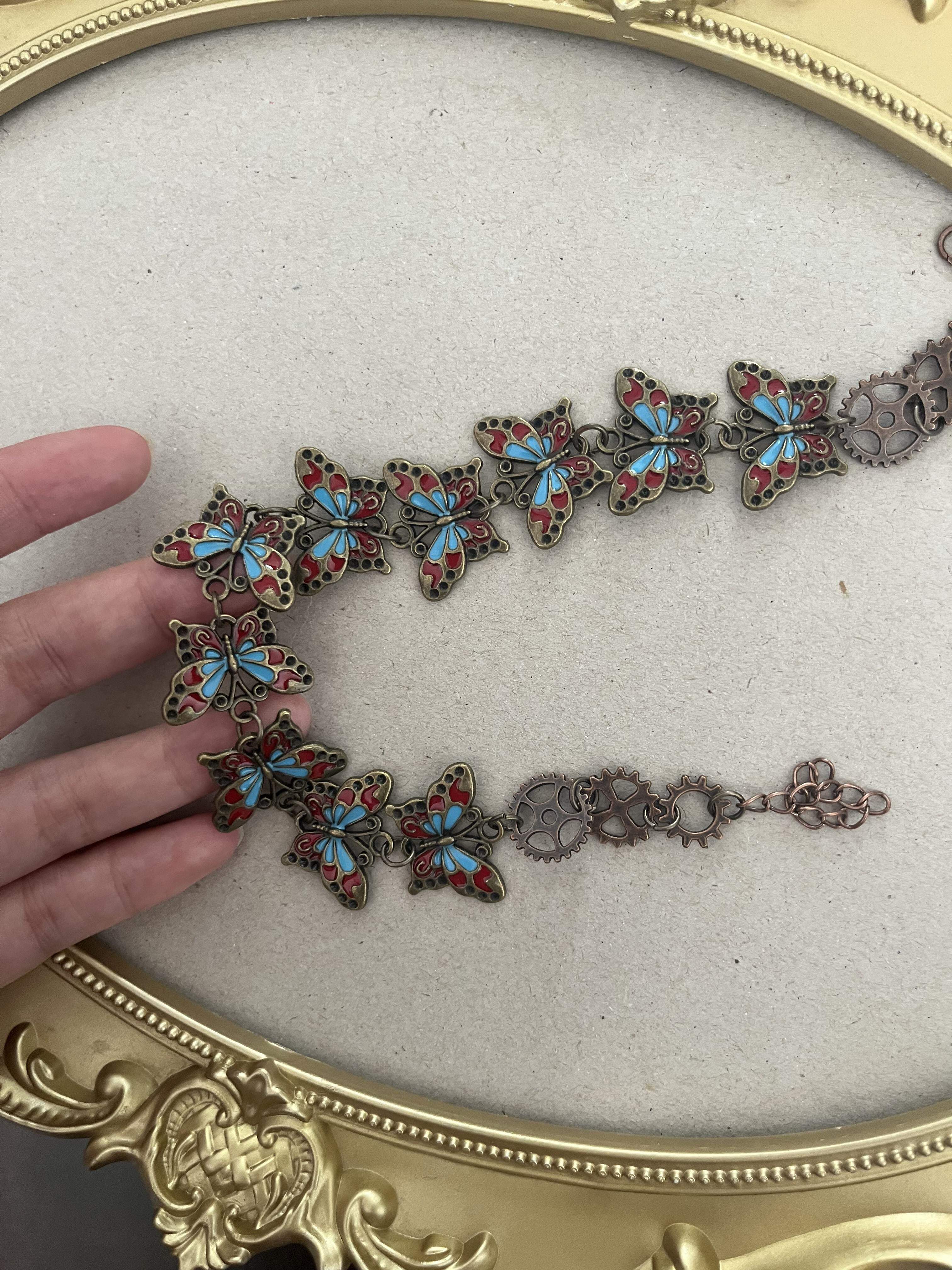 [루하하] 틈새 메탈 메카니컬 센스 올드나비 사이버펑크 초커 초커 Y2K 목걸이