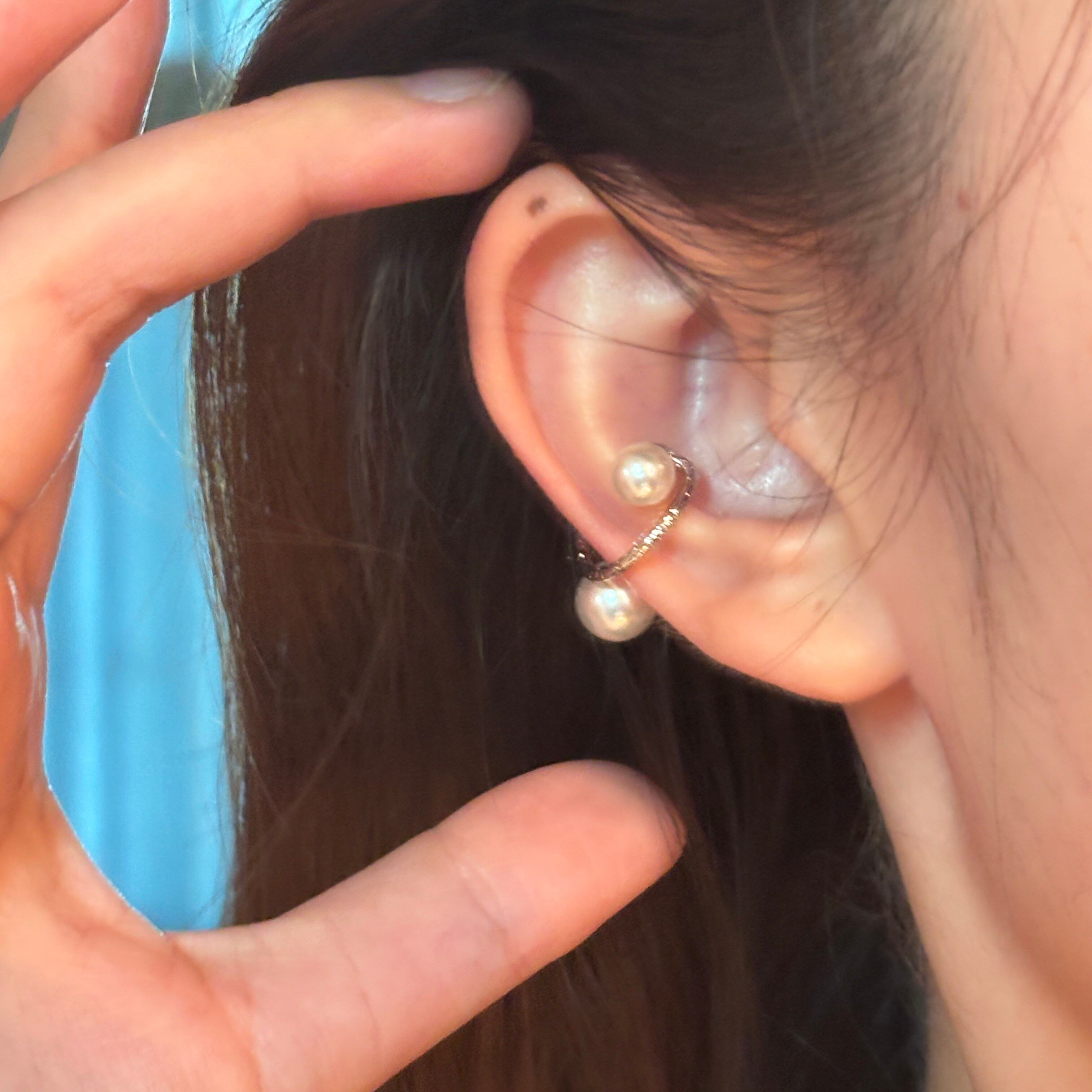 [楼哈哈]复古气质珍珠耳骨夹无耳洞小众轻奢高级感耳夹2025爆款新