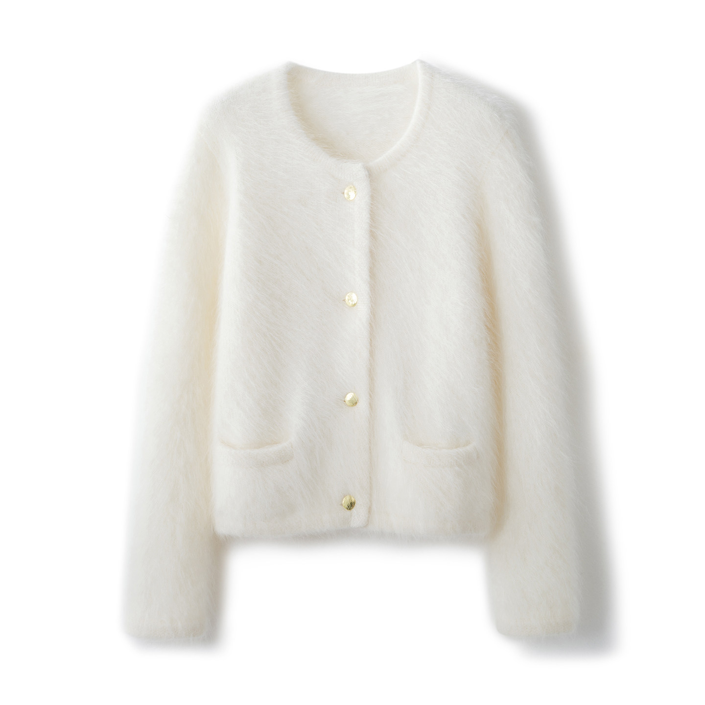 轻奢拉绒100%纯山羊绒开衫女圆领长袖通勤小香风高级感毛绒外套女,女装/女士精品,羊绒衫,淘宝优惠券,粉丝福利购,淘宝优惠卷