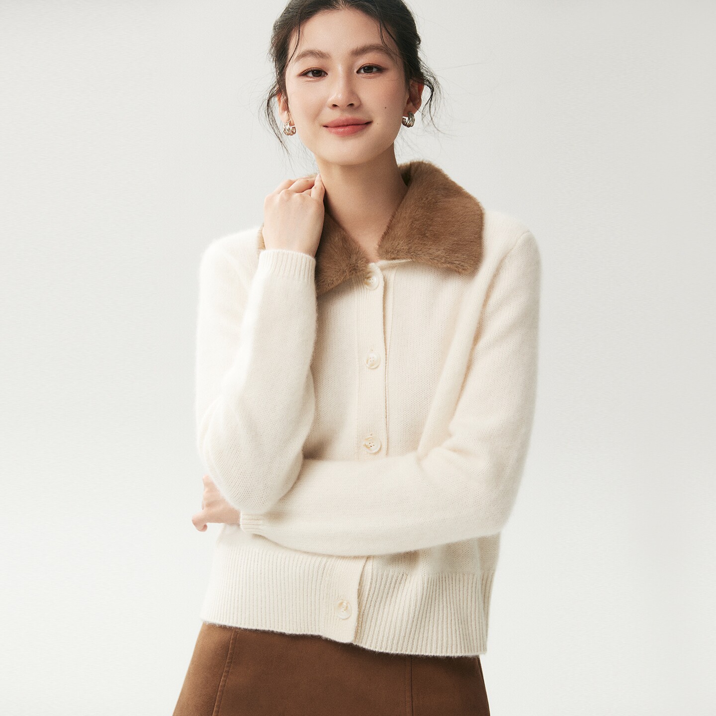 复古山羊绒加厚保暖开衫女外套