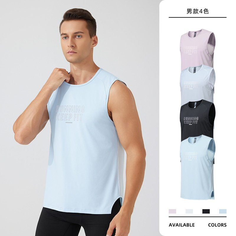 夏季户外跑步速干背心无袖篮球运动上衣男士加大码宽松休闲健身服