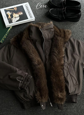 极地狼王棉衣座山雕毛领假两件外套冬季保暖御寒棉袄棉服犀理Cere